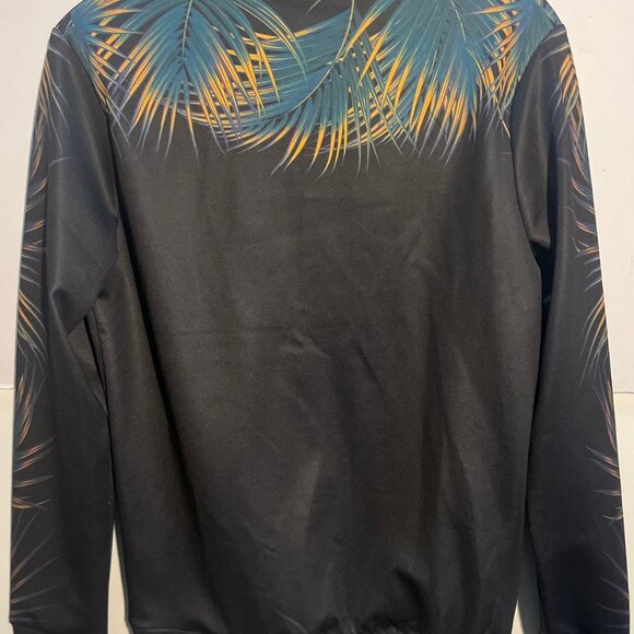 Project X Paris Zip-Up Jacket Small Black Tropical Leaf Print Orange Zippers - Picture 3 of 7